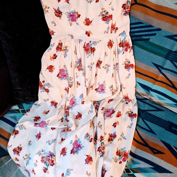 🌺🌷 Free People Sweetheart Bustline Smocked Floral Romantic Dress 12 L XL - Picture 3 of 10